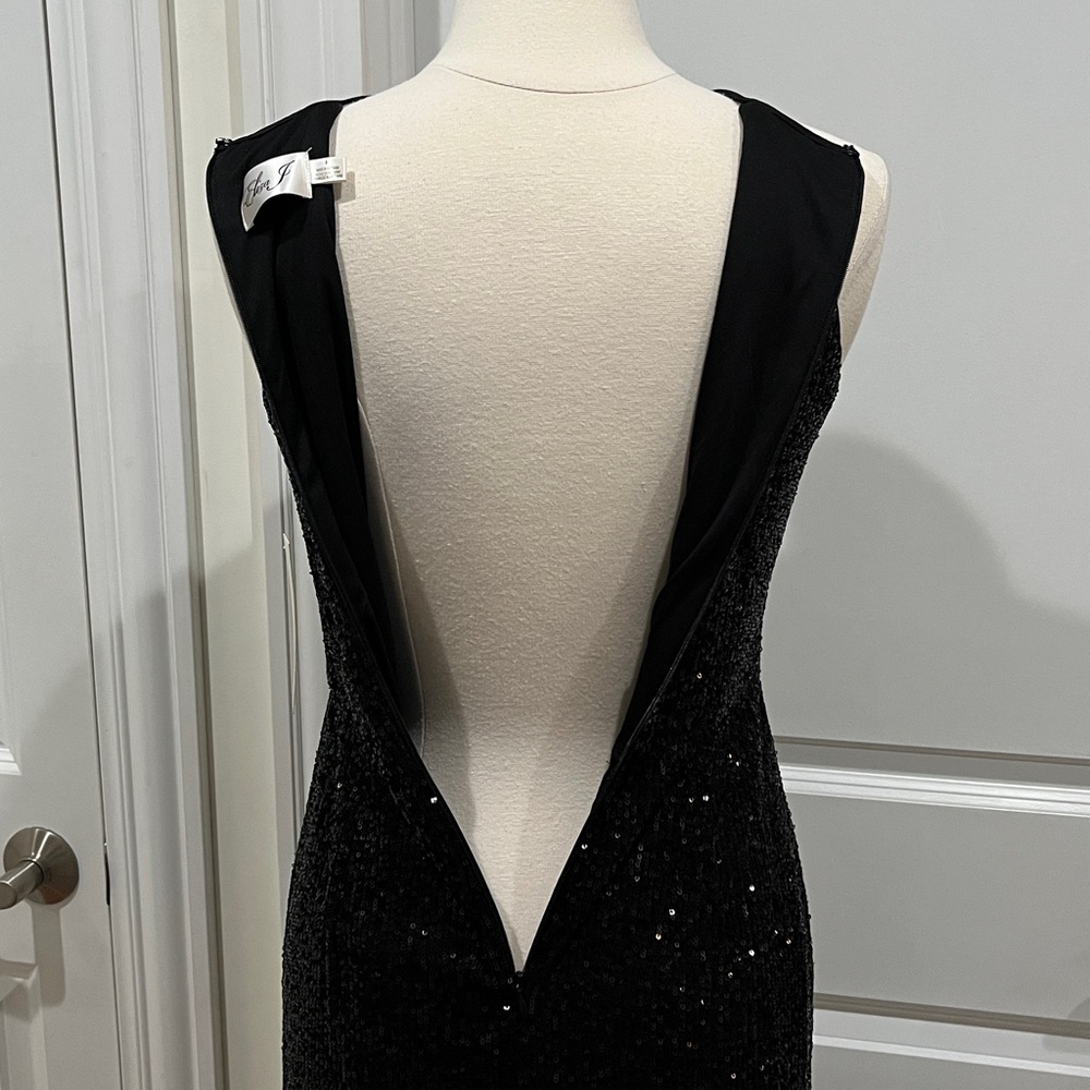 New! Eliza J Black Sequin Gown‎ Sleeveless Mermaid Dress Cocktail Size 8 - Picture 6 of 16